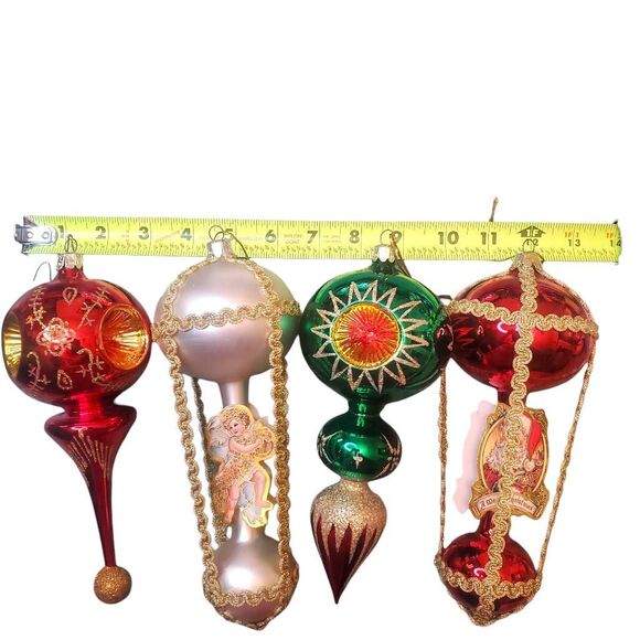 4 Vintage Trim A Home European Style Mouth Blown Glass Christmas Ornament 7-8”. - Picture 5 of 7
